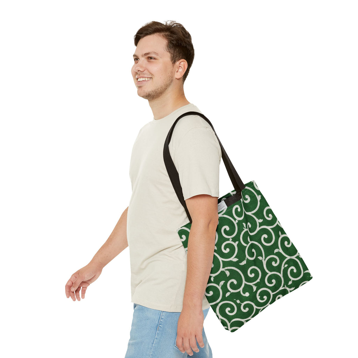 Japanese Karakusa Pattern Tote Bag – Traditional Green Japanese Design