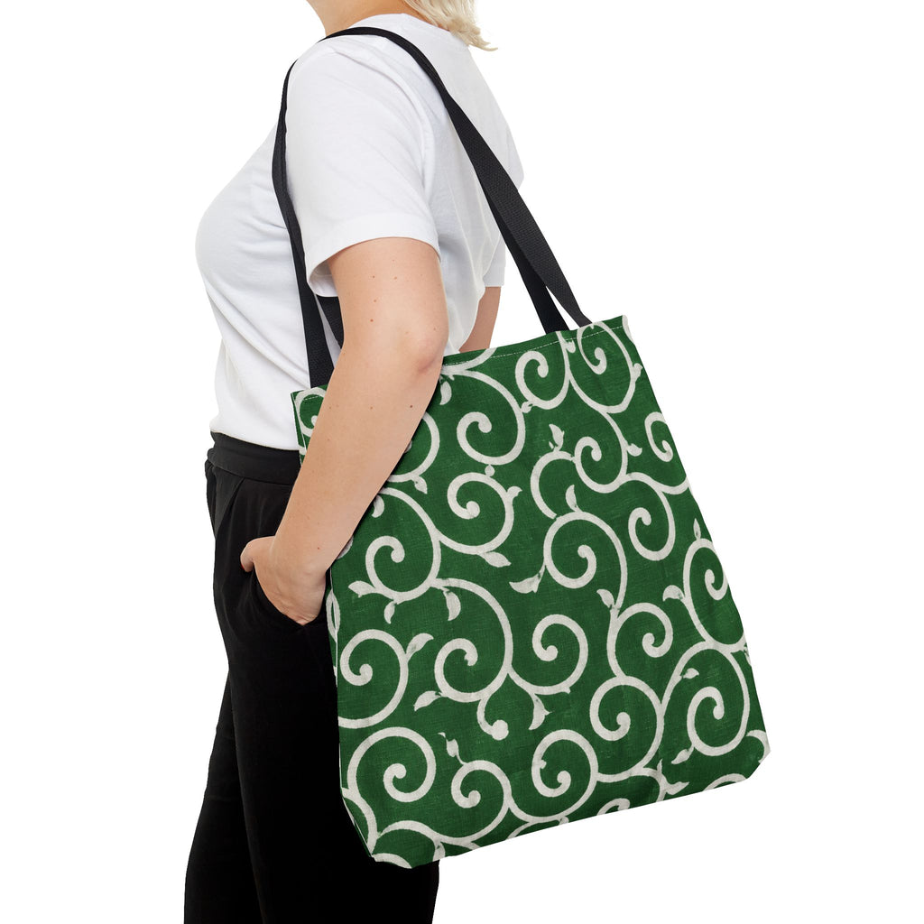 Japanese Karakusa Pattern Tote Bag – Traditional Green Japanese Design