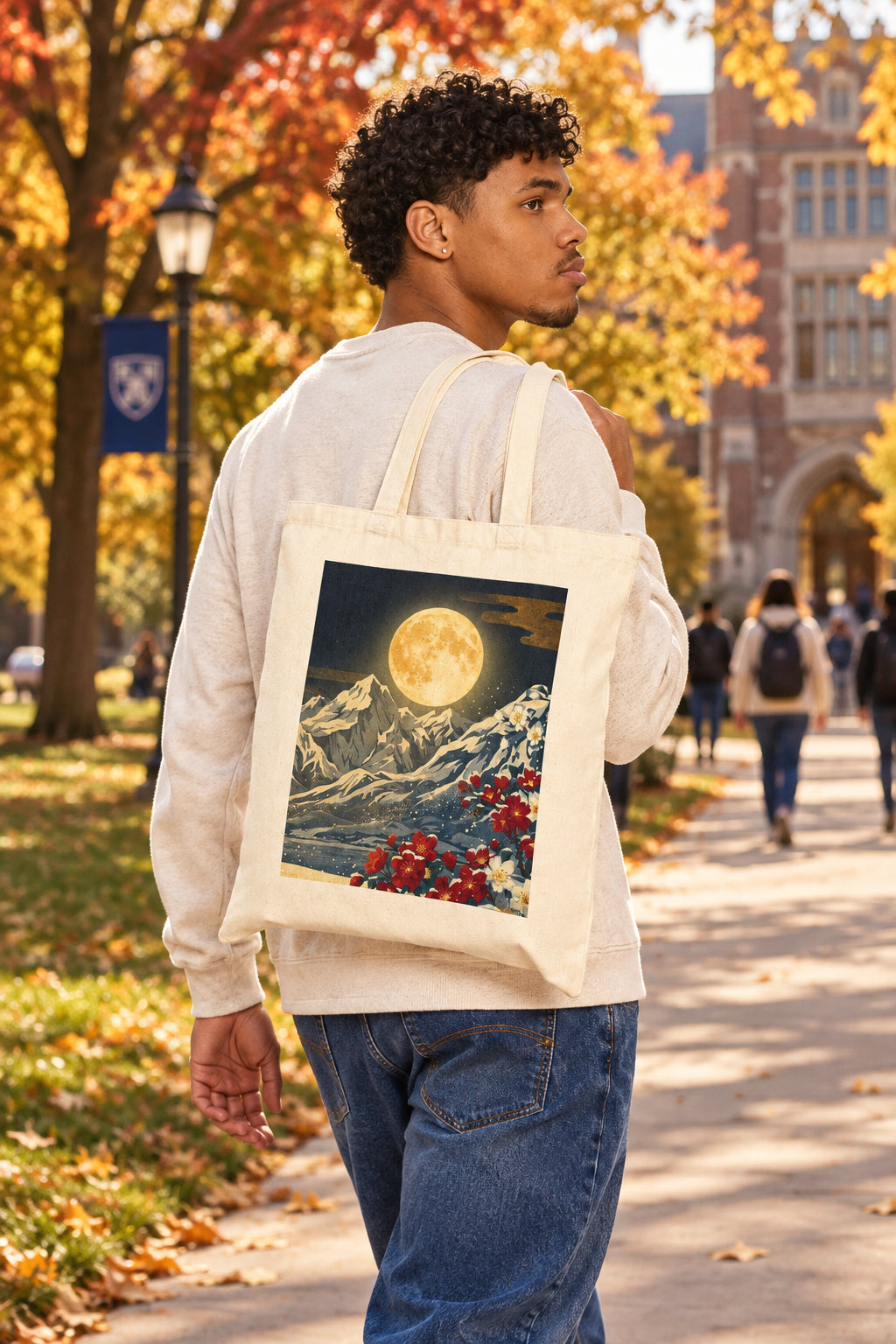 Japanese Winter Night “Setsu-Gekka” Canvas Tote Bag