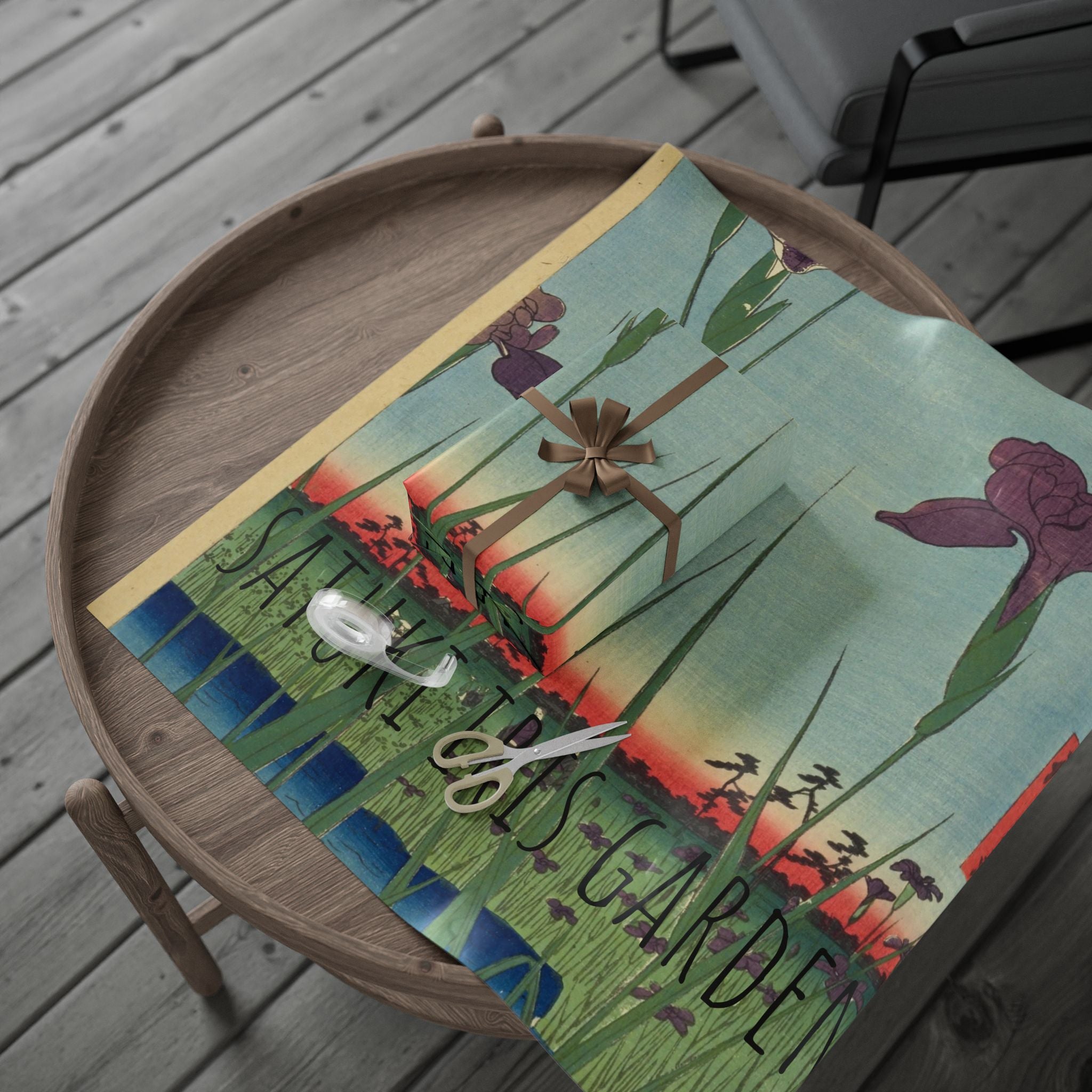 Japanese Wrapping Paper Roll – Satsuki Iris Garden Retro Design
