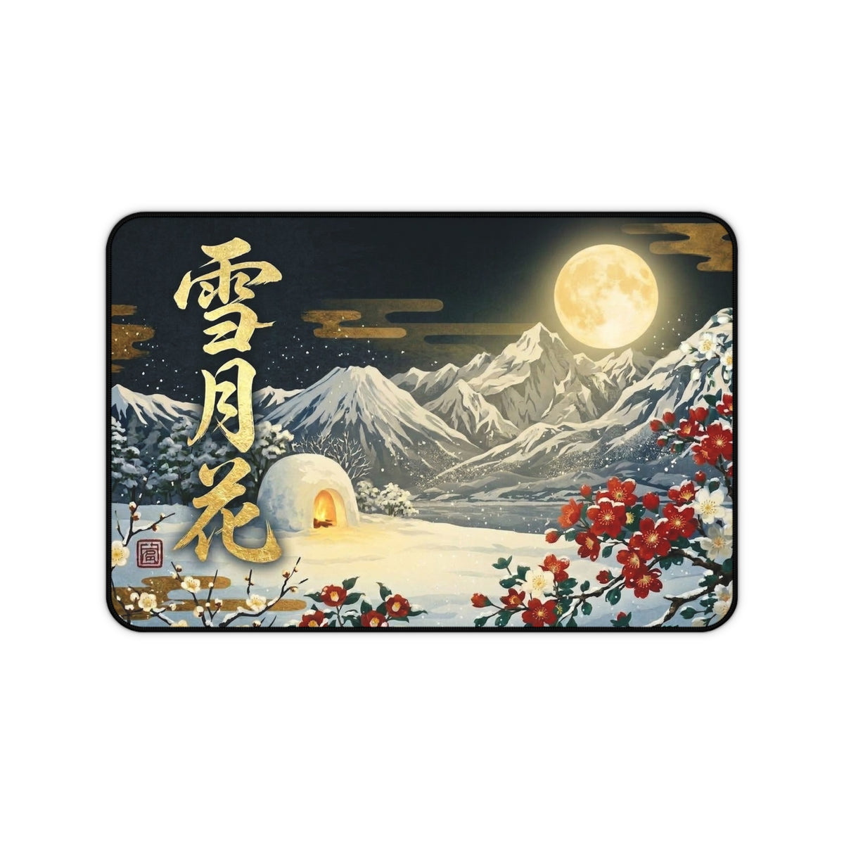 Setsu-Gekka – Moonlit Kamakura & Sasanqua | Japanese Winter Night Desk Mat