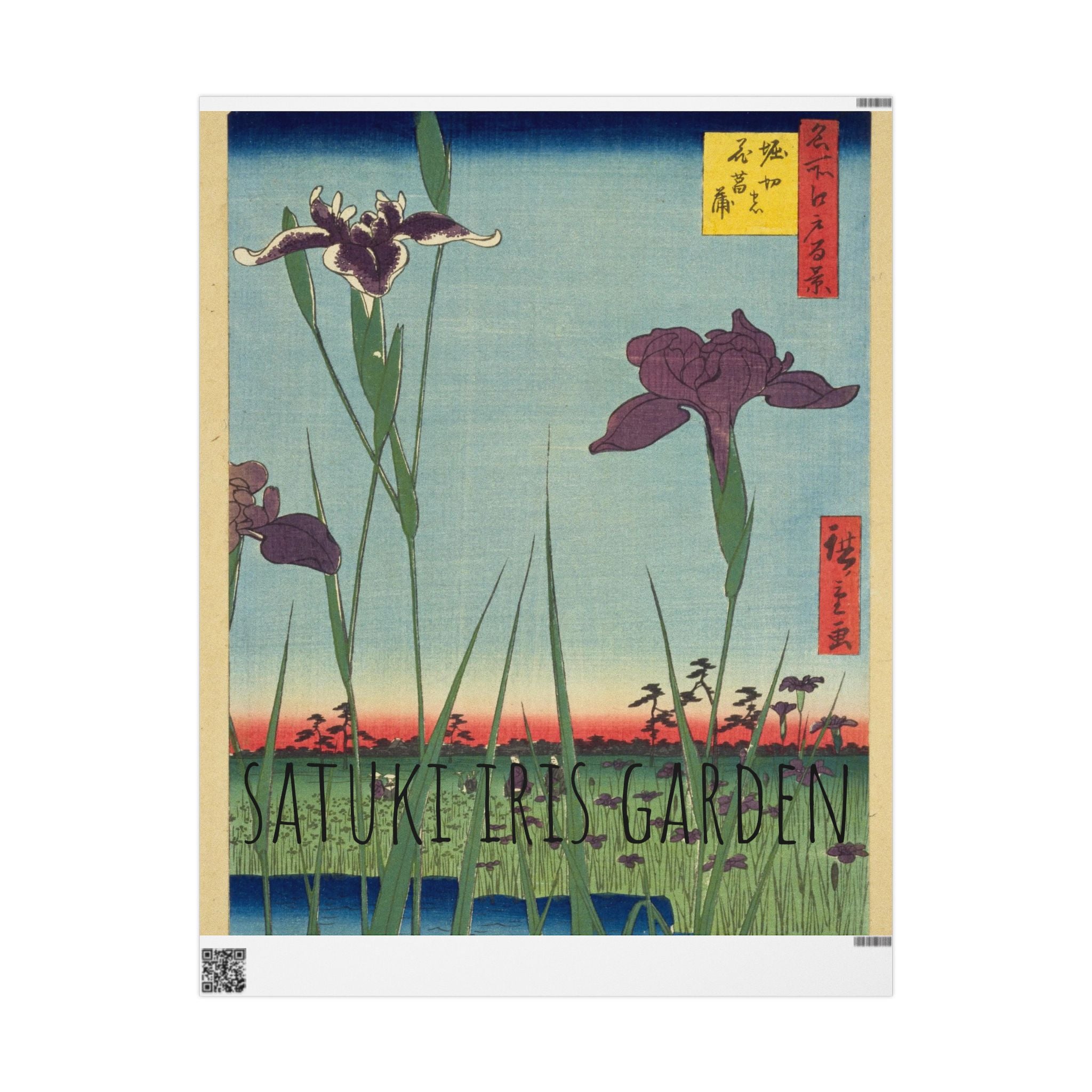 Japanese Wrapping Paper Roll – Satsuki Iris Garden Retro Design