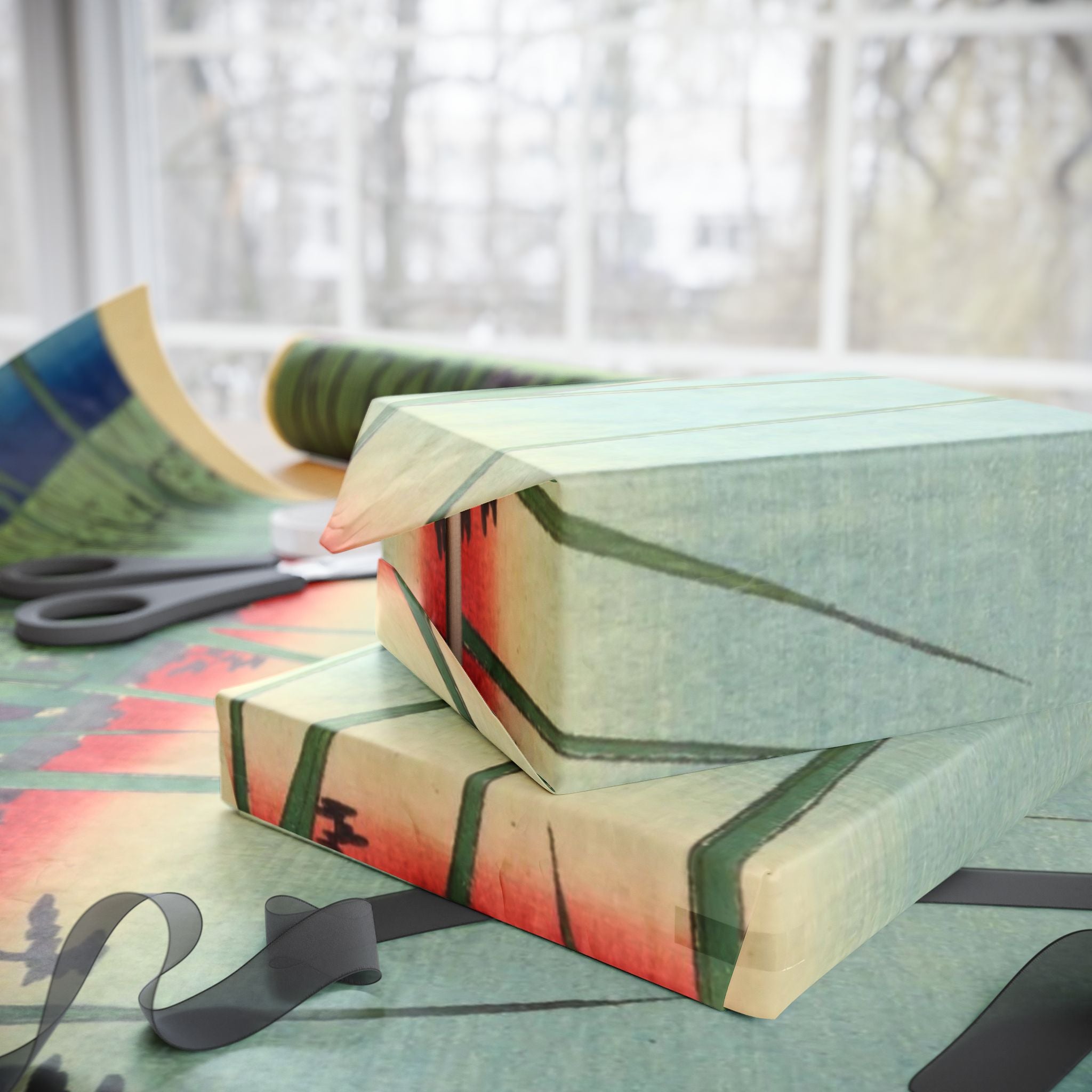Japanese Wrapping Paper Roll – Satsuki Iris Garden Retro Design