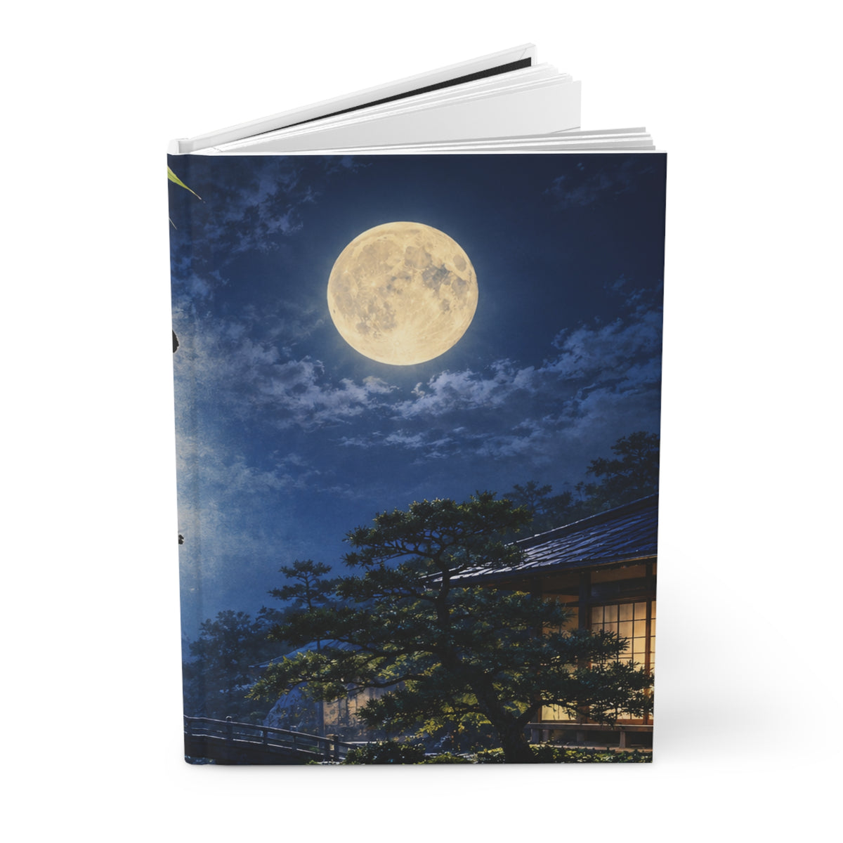 Japanese Zen Bamboo Journal – Traditional Calligraphy & Moonlit Forest Notebook