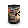 Deep Autumn Japanese Garden – Maple Leaves & Koi Black Mug