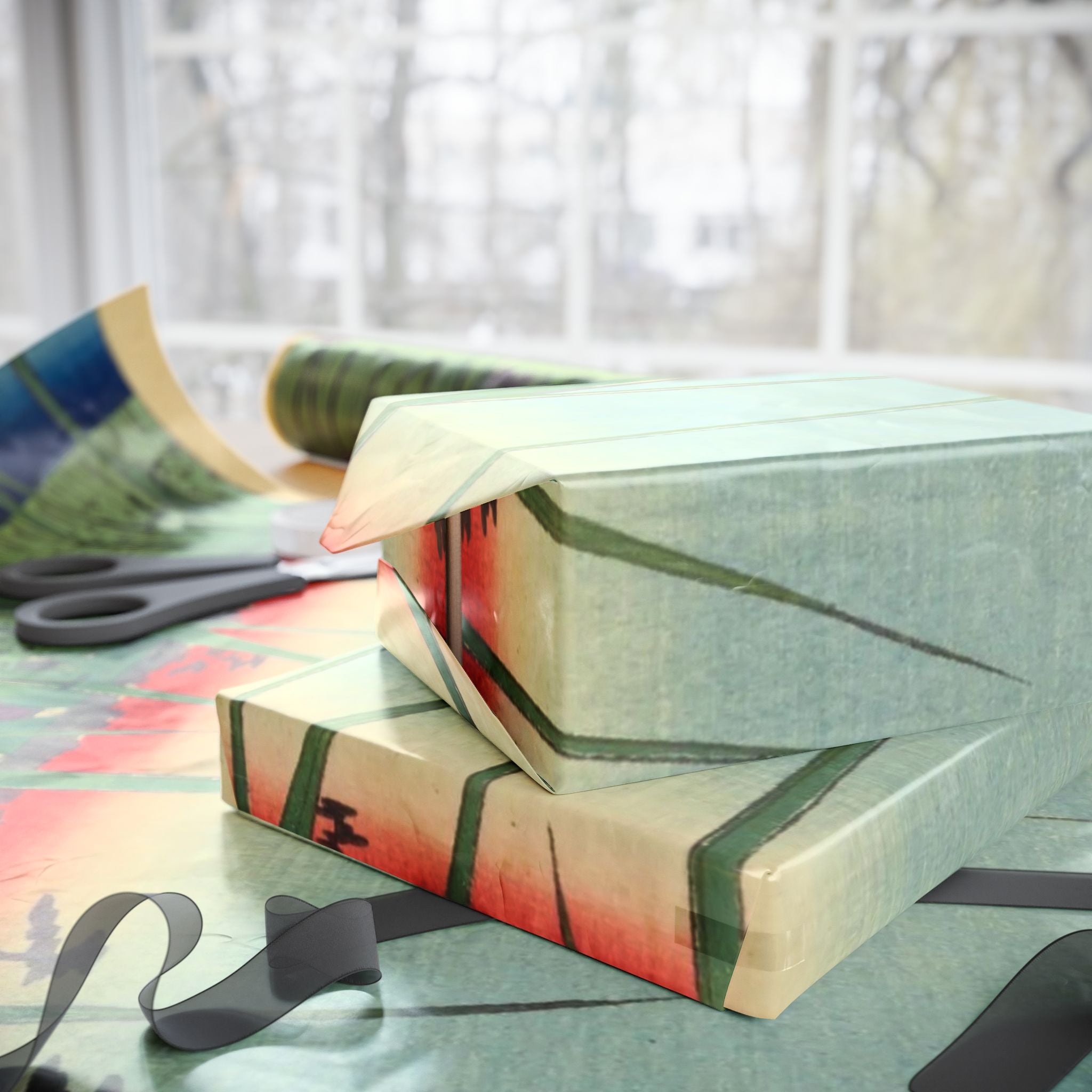 Japanese Wrapping Paper Roll – Satsuki Iris Garden Retro Design