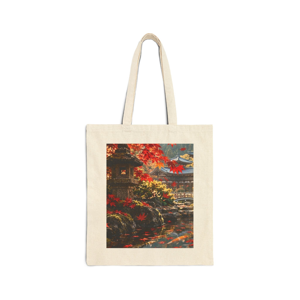 Deep Autumn Japanese Garden – Maple Leaves & Koi Tote Bag