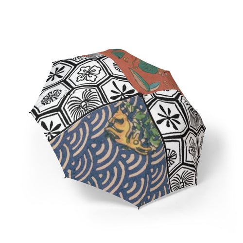 Copy of Foldable Umbrella —Traditional Japanese motifs such as kikkō patterns and floral crests, symbolizing good fortune and prosperity.