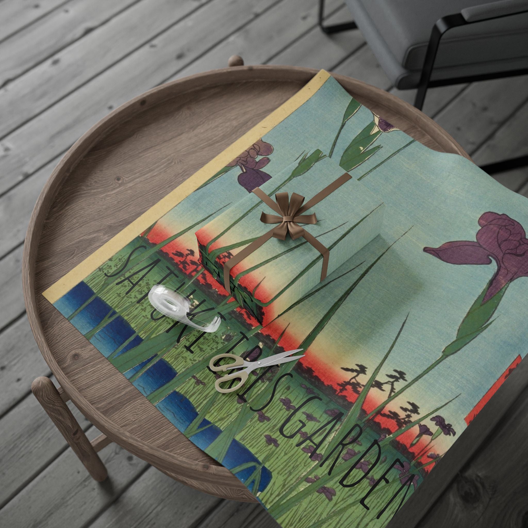 Japanese Wrapping Paper Roll – Satsuki Iris Garden Retro Design