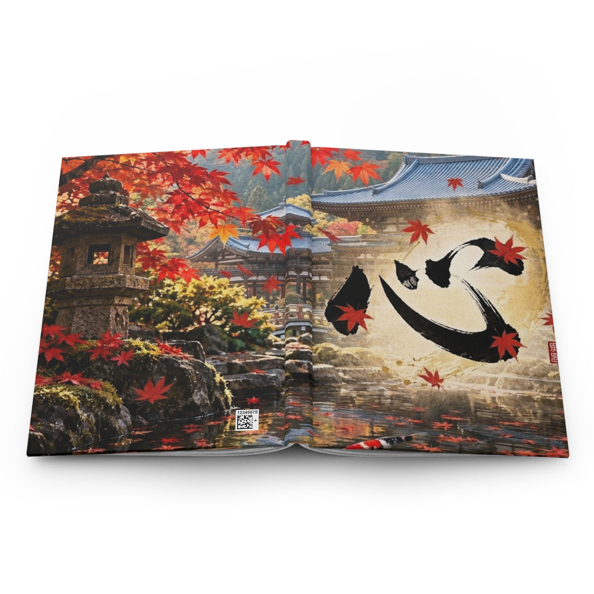 Deep Autumn Japanese Garden – Maple Leaves & Koi Memory Journal