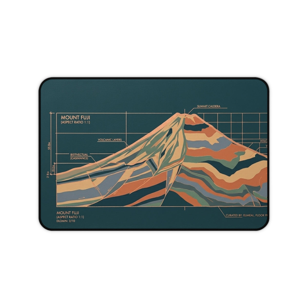 Mount Fuji Blueprint Desk Mat – Modern Japanese Art Desk Pad, Unique Japan Gift