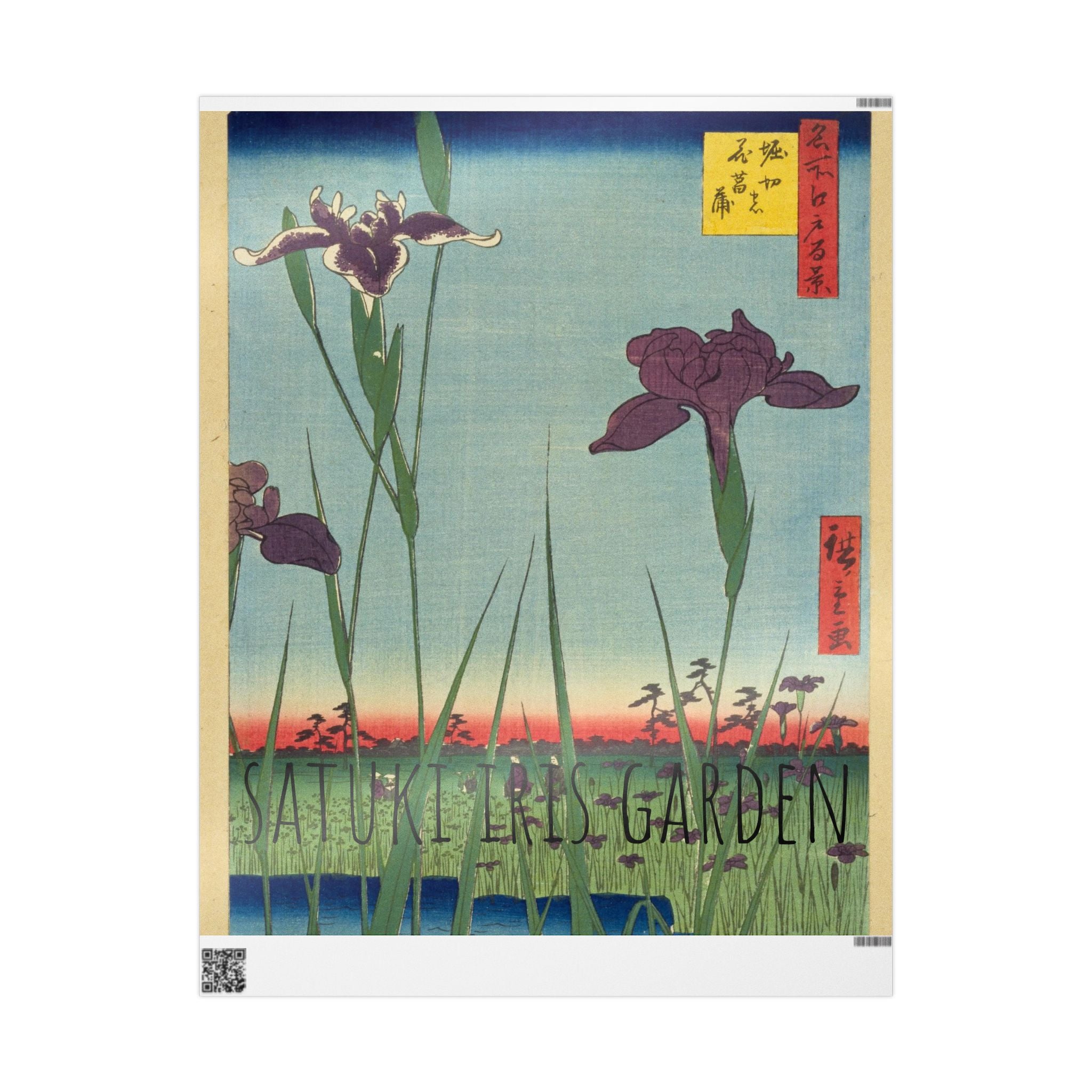 Japanese Wrapping Paper Roll – Satsuki Iris Garden Retro Design