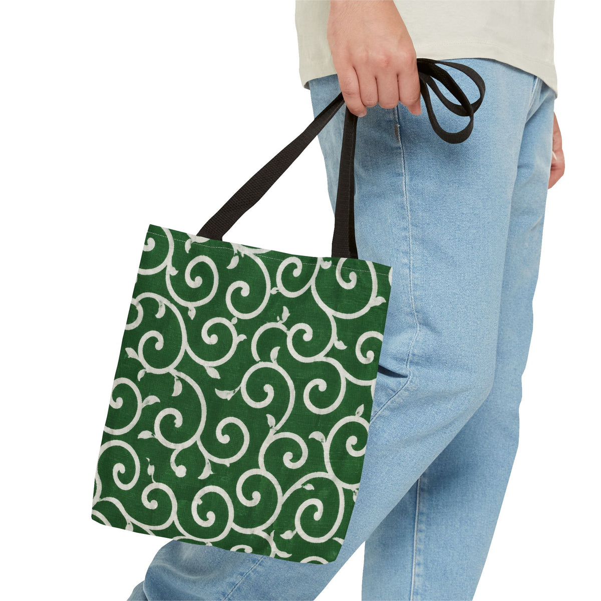 Japanese Karakusa Pattern Tote Bag – Traditional Green Japanese Design