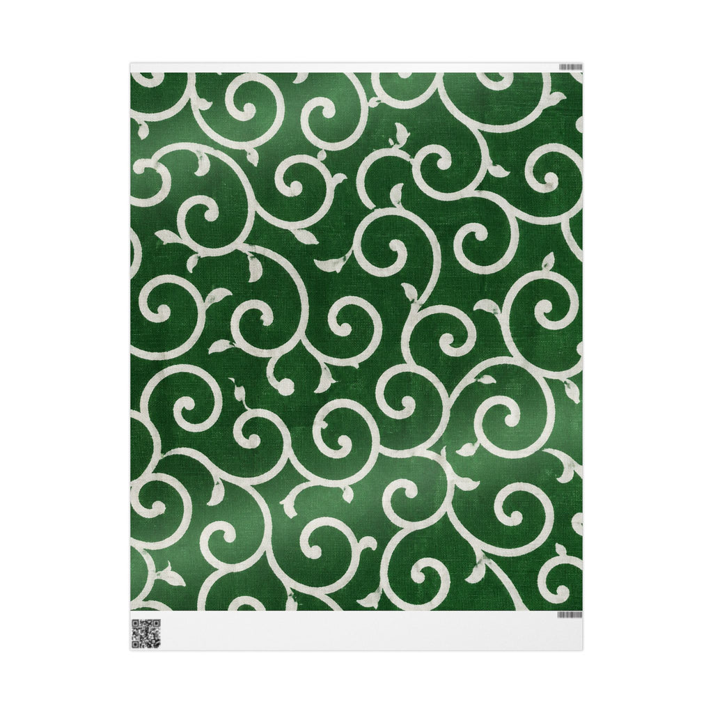 Japanese Karakusa Gift Wrapping Paper – Traditional Green Pattern