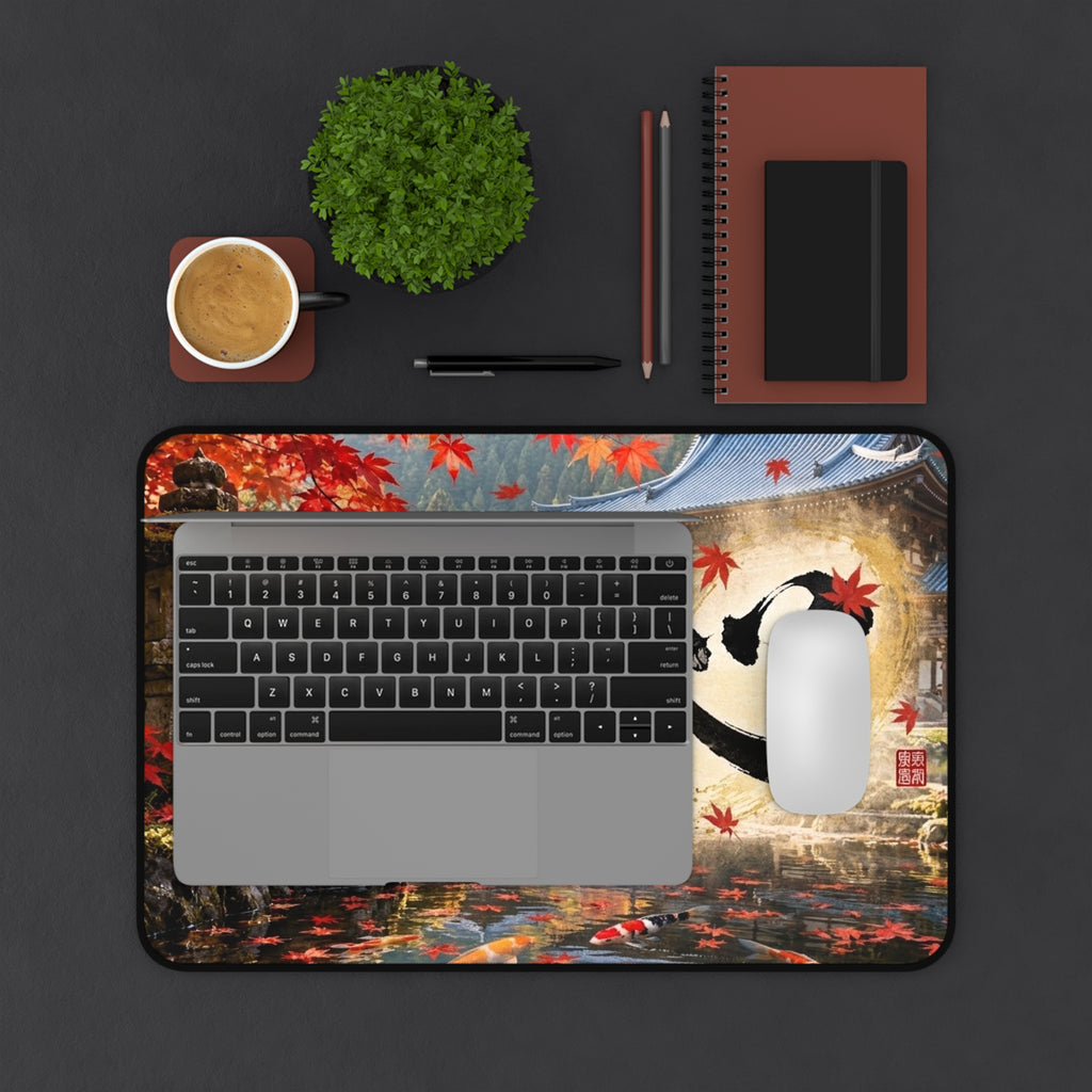 Deep Autumn Japanese Garden – Maple Leaves & Koi Desk Mat