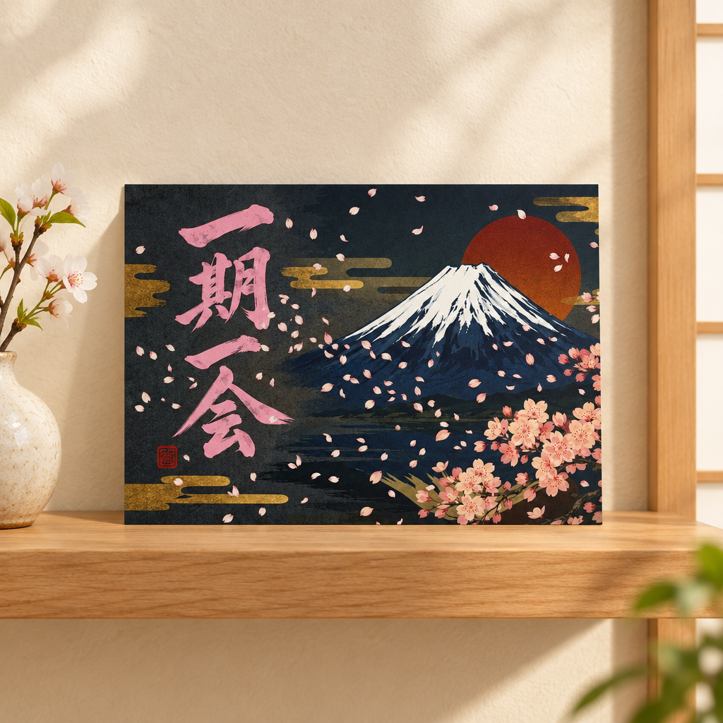 木製シェルフに飾ったアートプリント