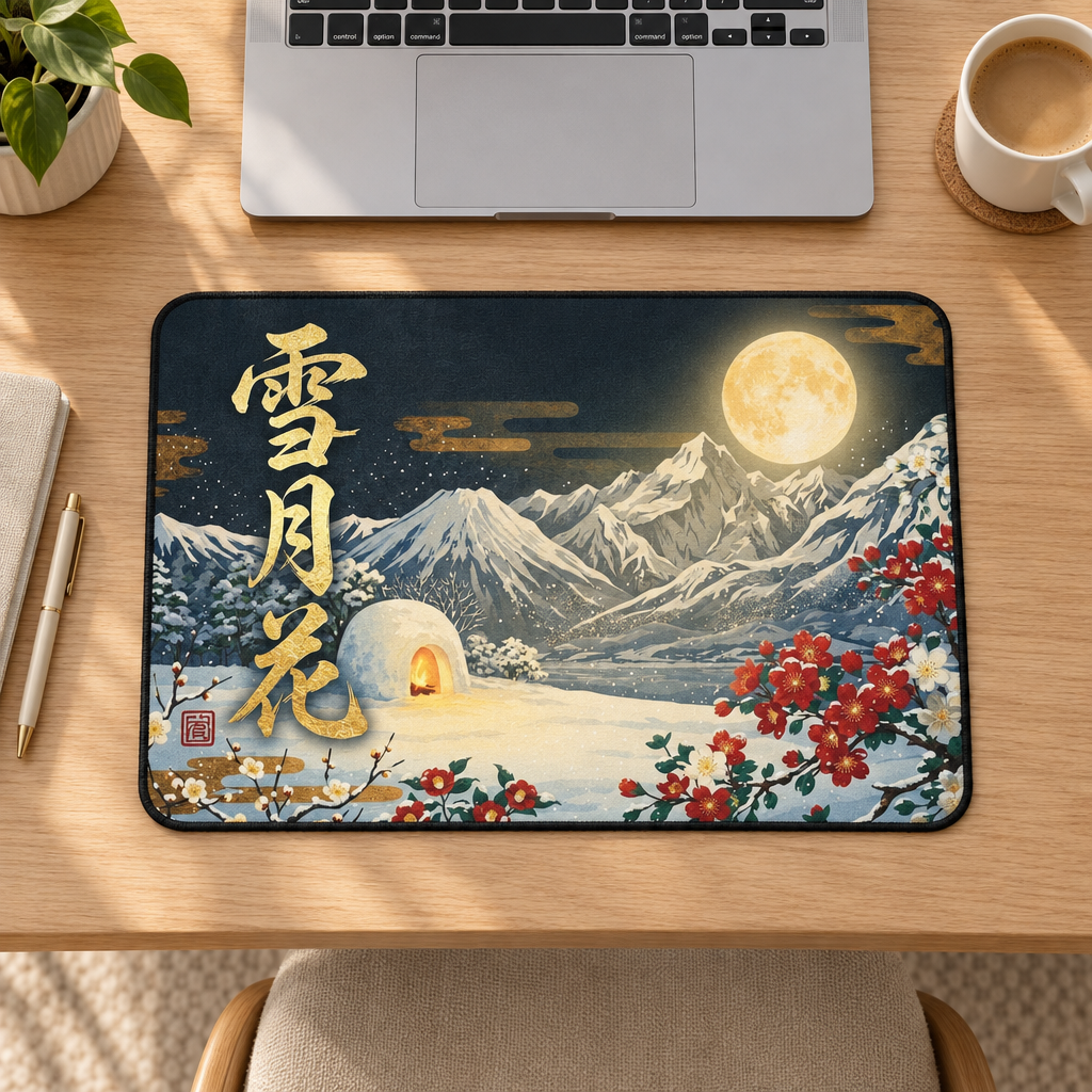 雪月花デスクマットのモックアップ