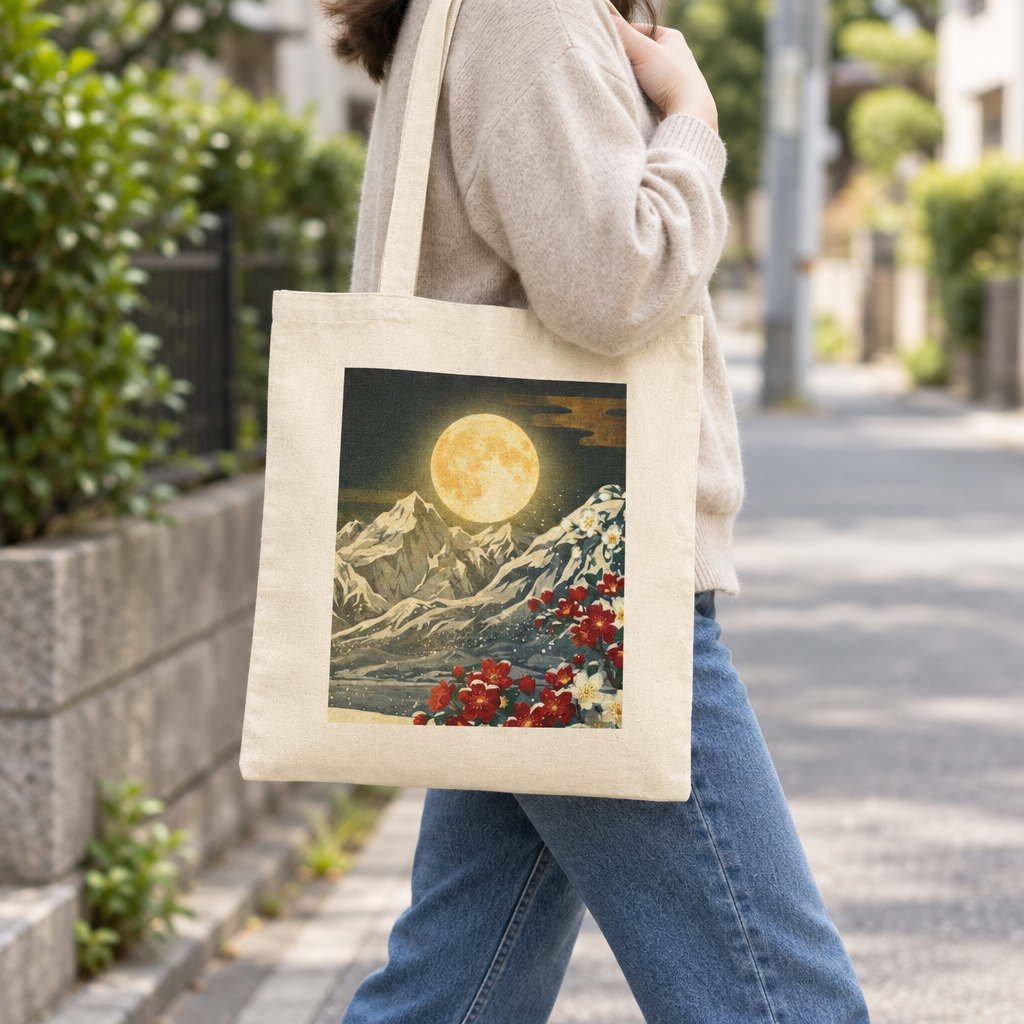 肩にかけて使う雪月花トートバッグ