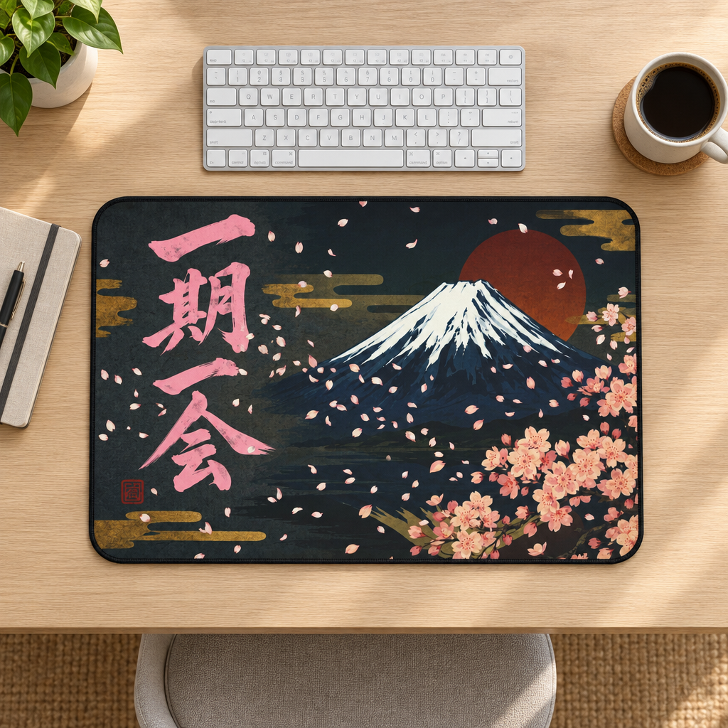 明るい木目デスクのモックアップ